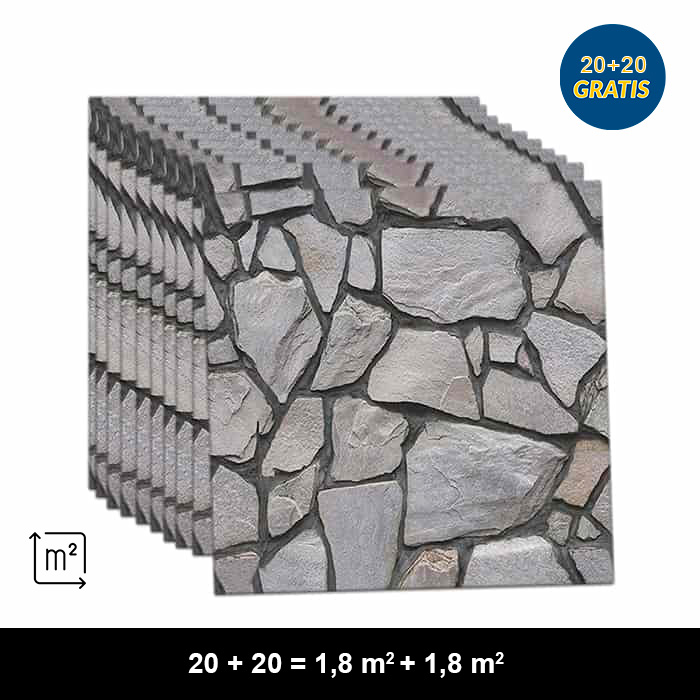 RocksWall, autocolante tridimensionale pentru perete cu efect de rocă (10 buc.) (1+1 GRATUIT) - Image 2