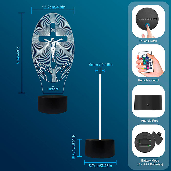 3DCross, lampă decorativă cu motiv religios - Iisus - Image 2