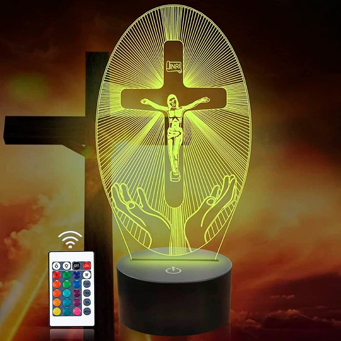 3DCross, lampă decorativă cu motiv religios - Iisus - Image 3