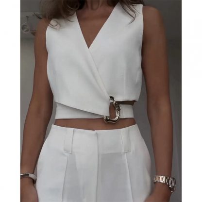 BELKOMPL-SIV-L/XL, Top alb elegant cu un design unic - Image 3
