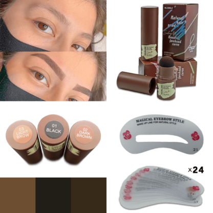 BROWSTAMP-TR, Set pentru conturarea sprâncenelor cu șabloane și pigment - Image 3