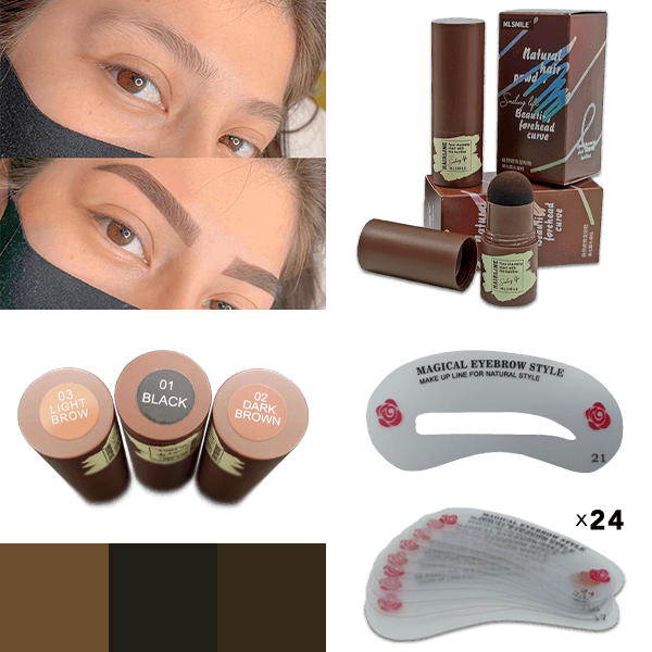 BROWSTAMP-TR, Set pentru conturarea sprâncenelor cu șabloane și pigment - Image 7