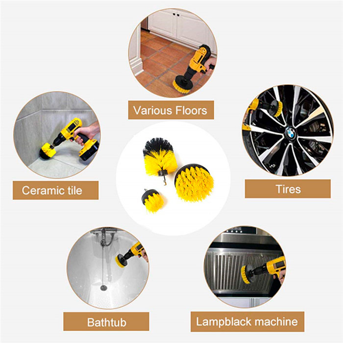 BrushDrill, Set de perii de curățare - 3 atașamente diferite pentru burghiu electric - Image 7