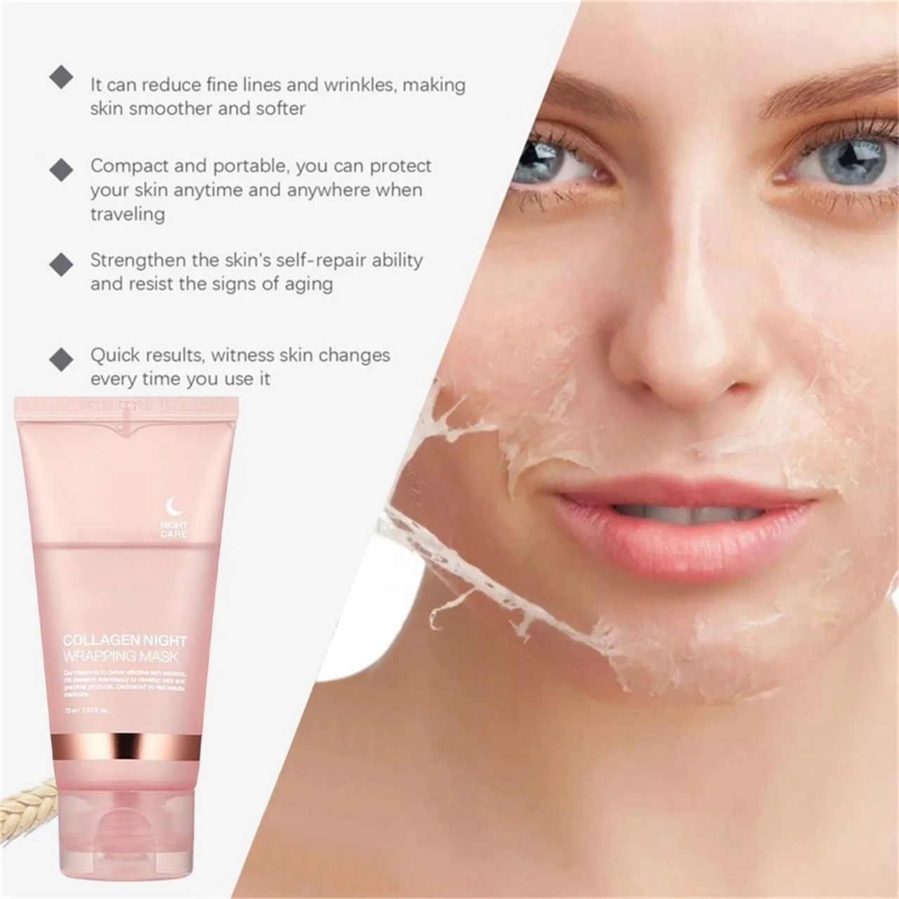 CollagenMask, mască de față cu colagen, tip peel-off, pentru utilizare peste noapte (1+1 GRATUIT) - Image 9