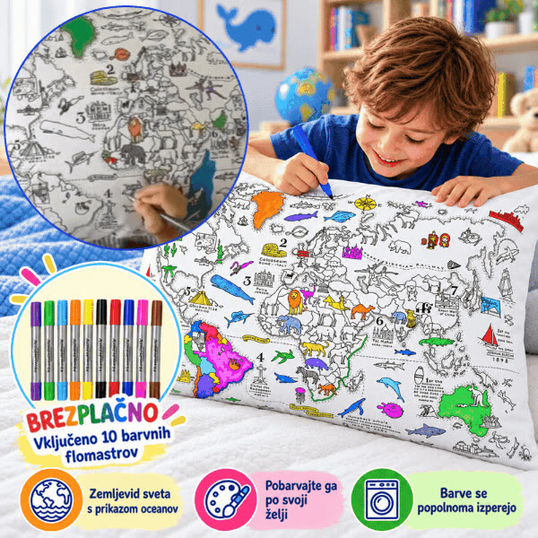 Colorează-ți perna – Harta lumii, ColoringPillow - video