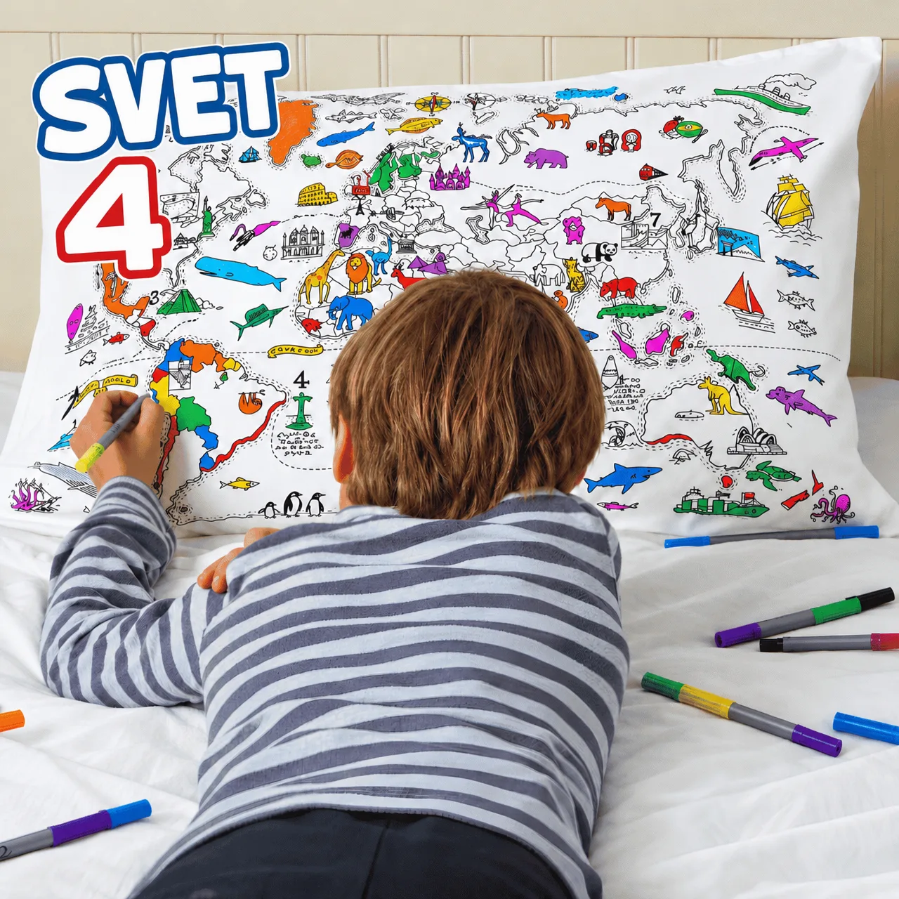 Colorează-ți perna – Harta lumii, ColoringPillow - Image 5
