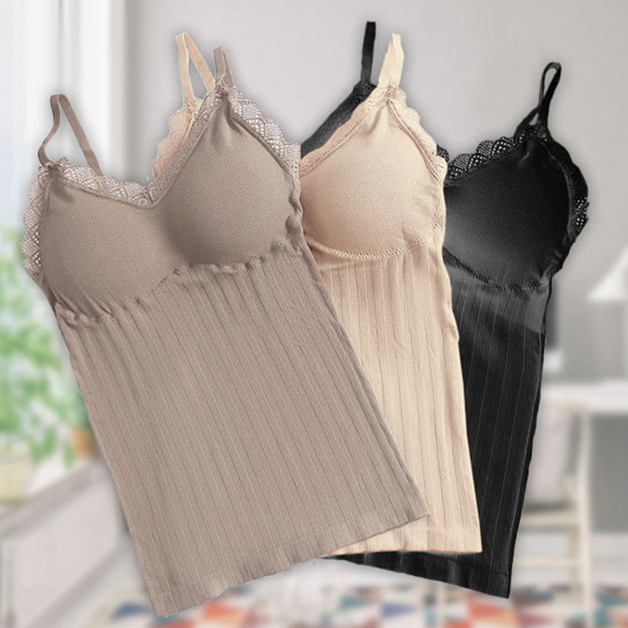 ComfortTop, 1 + 1 GRATUIT Set de 2 tricouri cu bretele, căptușite, negru și bej - Image 2