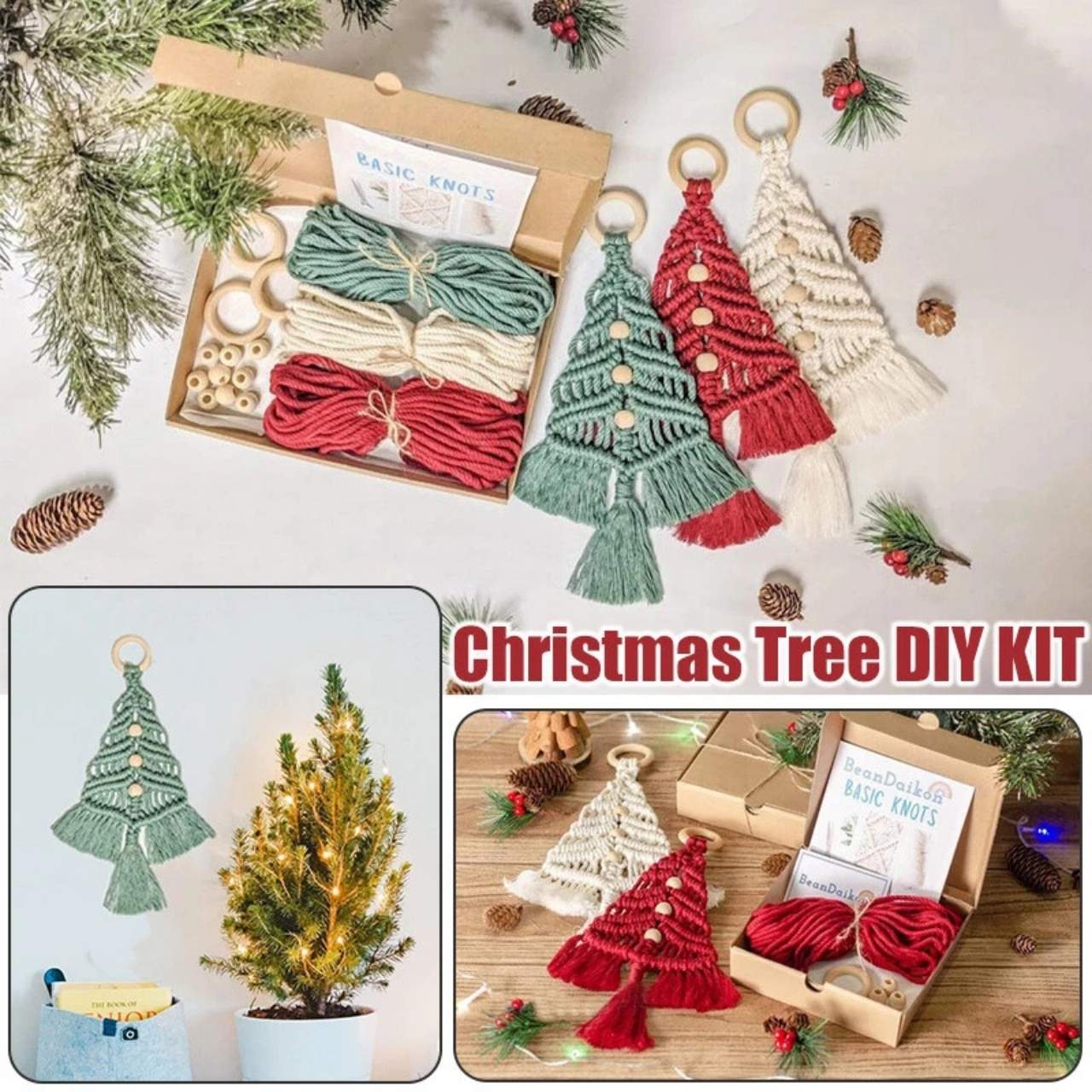 CraftKit, kit de ornamente de Crăciun din macrame - Image 2