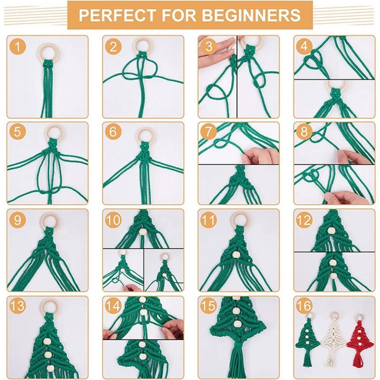 CraftKit, kit de ornamente de Crăciun din macrame - Image 5