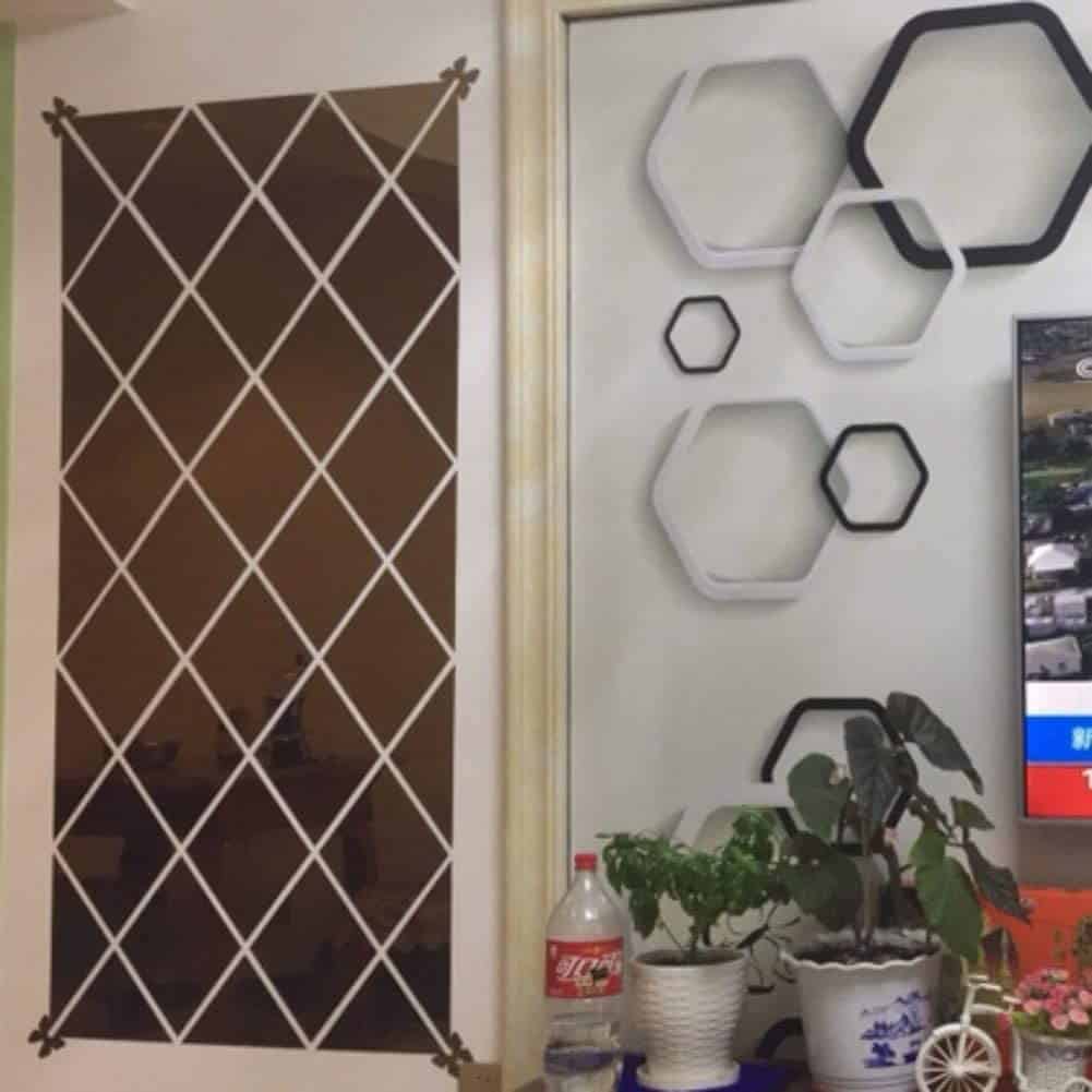 DiamondMirror, stickere oglindă în formă de diamant care oglindesc și luminează orice cameră (set de 32 piese). - Image 2