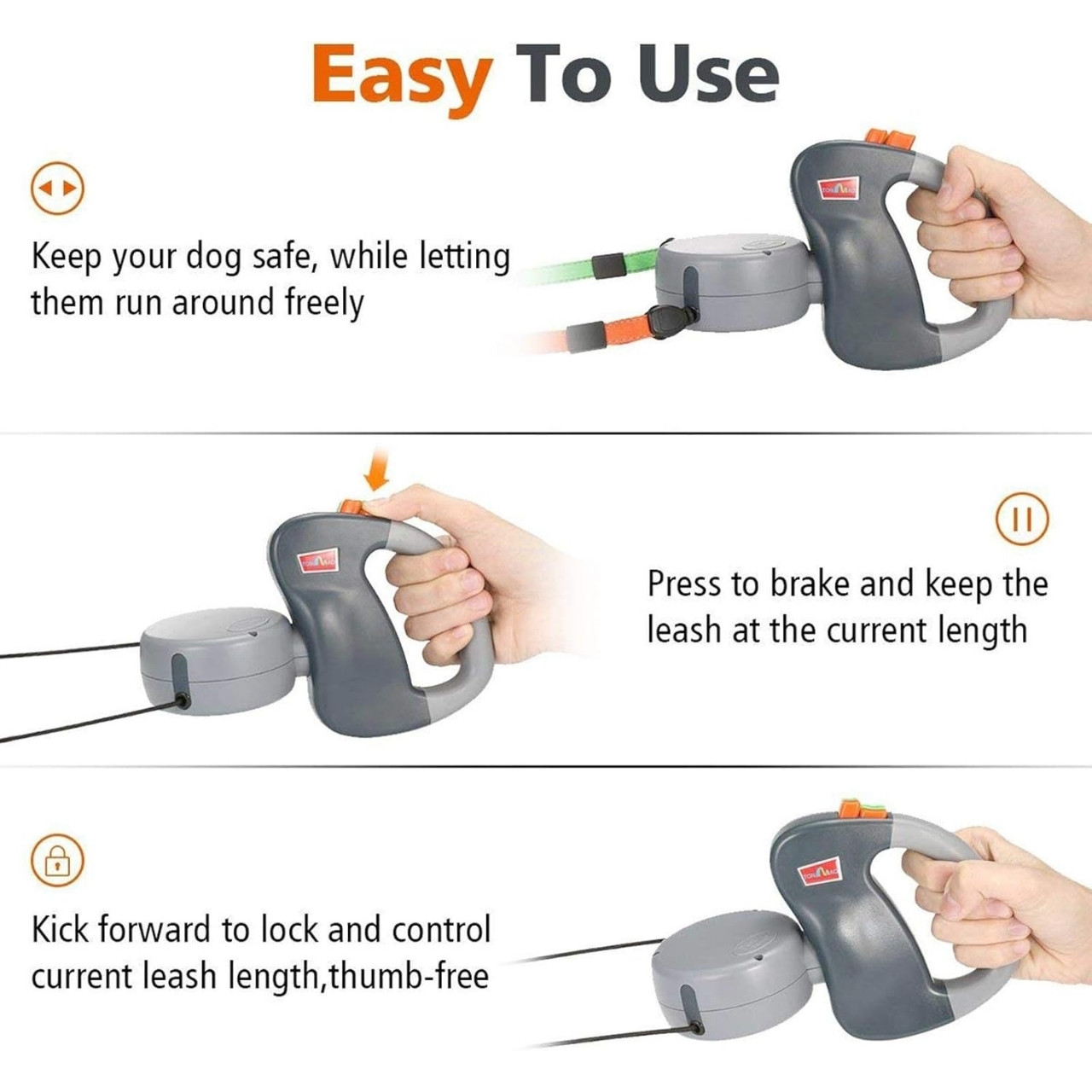 DoubleLeash, lesă retractabilă pentru doi câini - Image 5