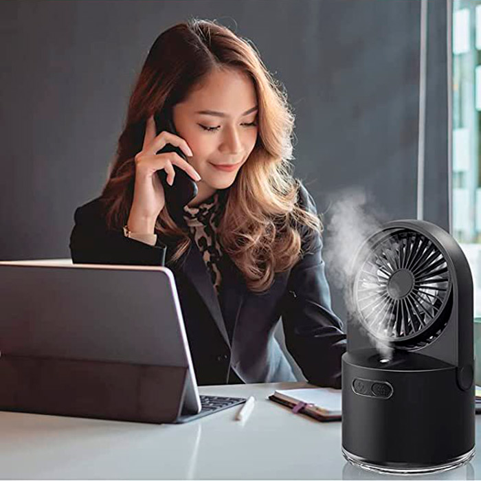 Ventilatorul are 3 viteze diferite (mică, medie și mare) și 2 moduri de pulverizare (continuu și intermitent)!