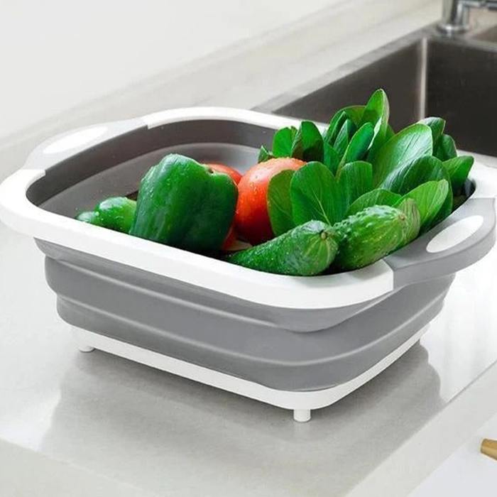 FoldableStrainer, sită multifuncțională, recipient pentru depozitare și placă de tăiere, toate într-unul - Image 3