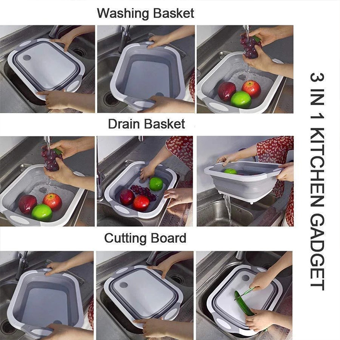 FoldableStrainer, sită multifuncțională, recipient pentru depozitare și placă de tăiere, toate într-unul - Image 6