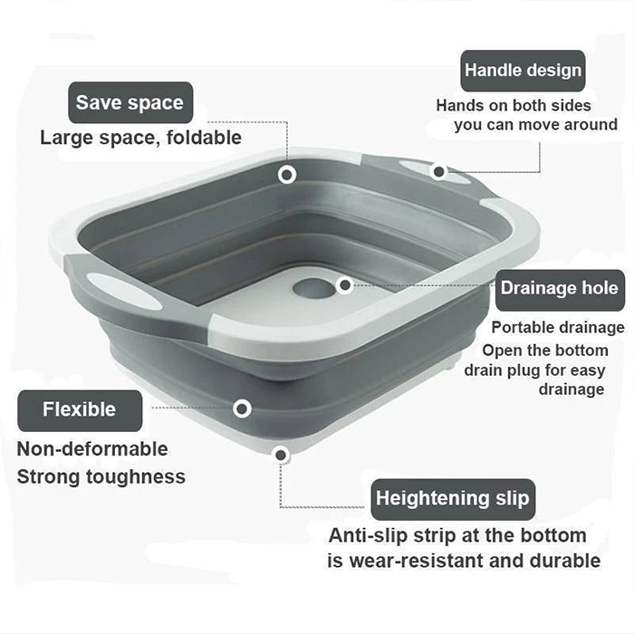 FoldableStrainer, sită multifuncțională, recipient pentru depozitare și placă de tăiere, toate într-unul - Image 8