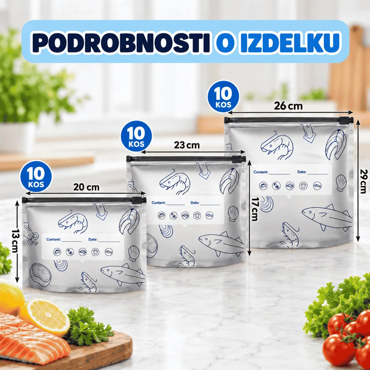 Pungi pentru păstrarea alimentelor (30 buc.), FreshBags - Image 3