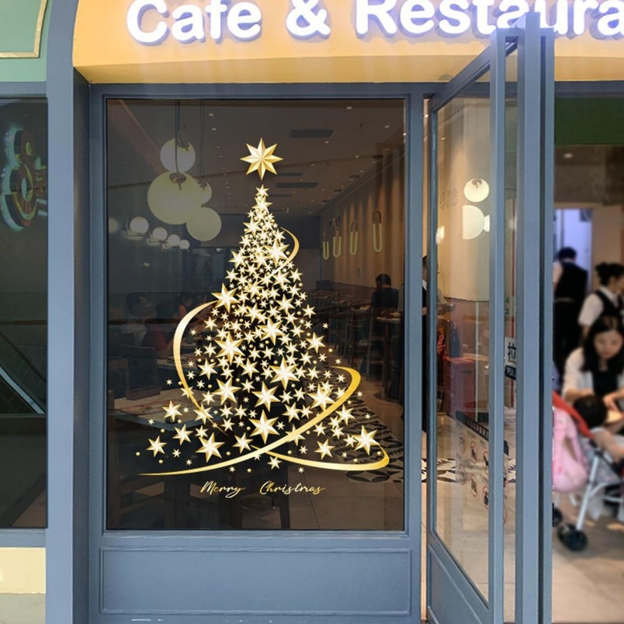 GoldenTree, autocolante de Crăciun pentru ferestre în auriu (2 buc) - Image 1