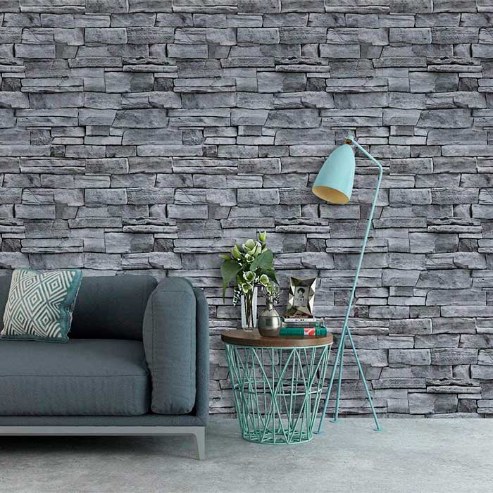 GreyBricks, autocolant de perete autoadeziv cu aspect de cărămidă gri 3D - Image 3