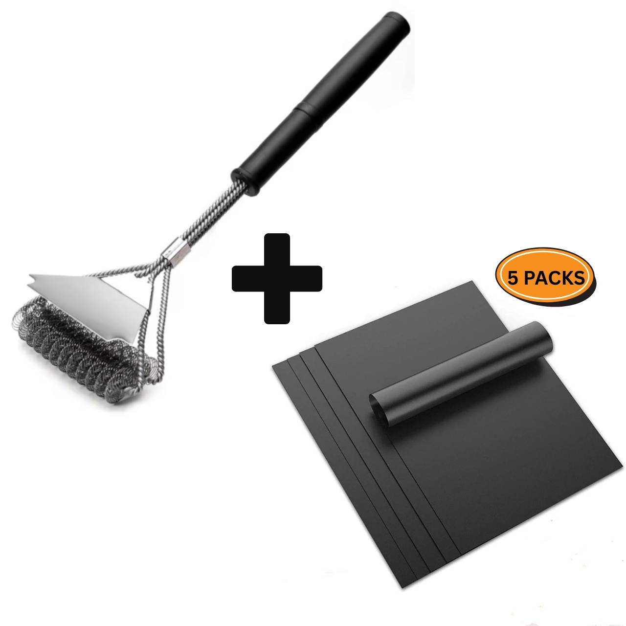 GrillBundle, set de covorașe pentru grătar (5 piese) și perie de curățare pentru grătar - Image 4