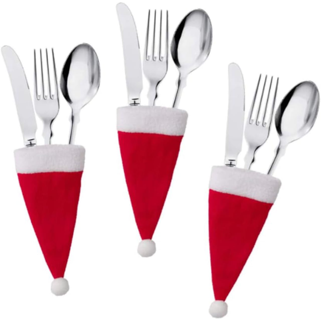 HatBundle, suport de masă în formă de pălărie de Moș Crăciun (20 de bucăți) și husă festivă pentru scaun (4 bucăți) - Image 3