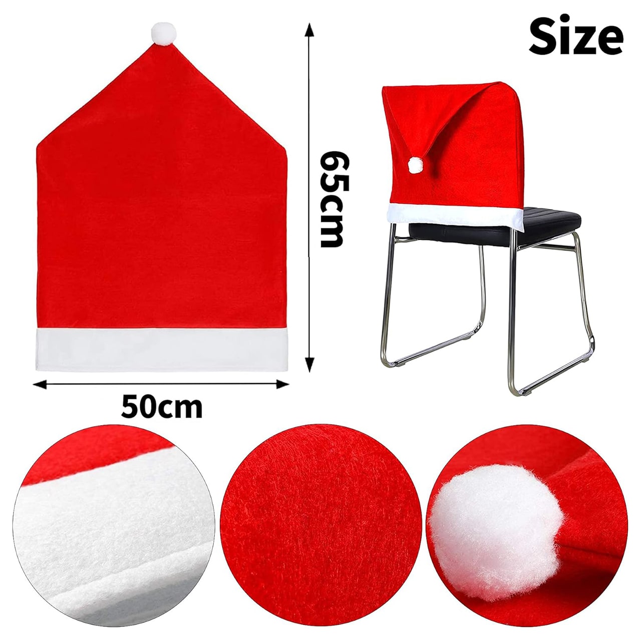 HatBundle, suport de masă în formă de pălărie de Moș Crăciun (20 de bucăți) și husă festivă pentru scaun (4 bucăți) - Image 4