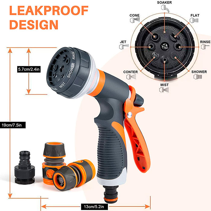 HoseSpray, set cu duză pentru furtun de grădină, conector pentru furtun și pistol de udare - Image 2