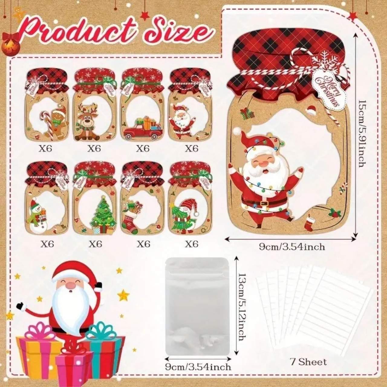 JarGifts, Set de carduri cadou de Crăciun (48 buc.) - Image 3