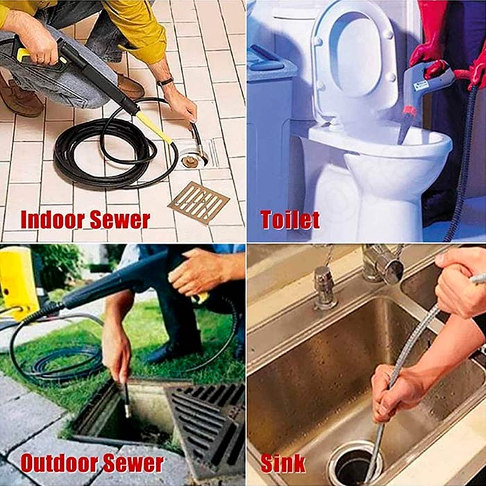 De asemenea, potrivit pentru curățarea chiuvetelor, toaletelor, scurgerilor de podea, canalizărilor și altor deschideri.