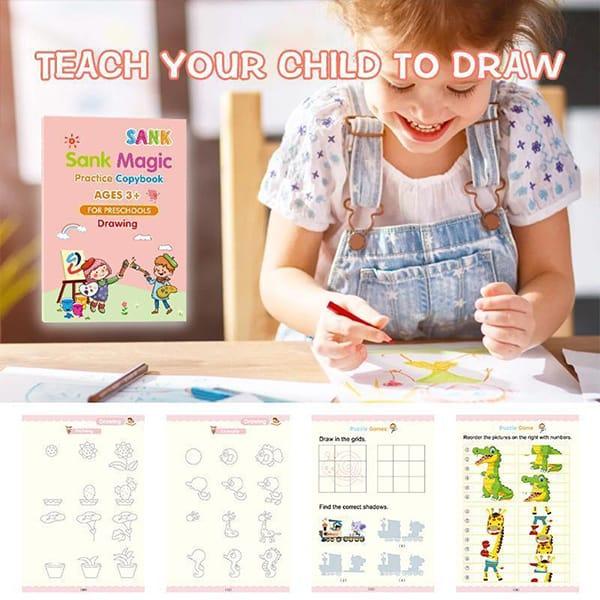 KidBook, set de 4 caiete de lucru pentru scris și desenat cu stiloul magic, al cărui scris dispare după ce s-a uscat - Image 9