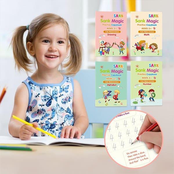 KidBook, set de 4 caiete de lucru pentru scris și desenat cu stiloul magic, al cărui scris dispare după ce s-a uscat - Image 10