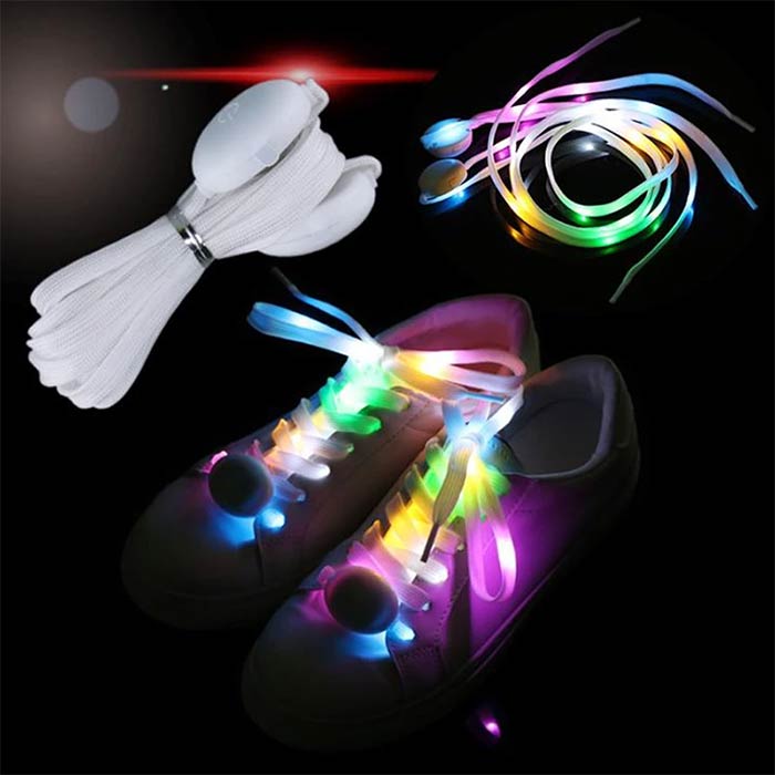 LedLaces, șireturi luminoase - albe cu lumini led colorate - Image 7