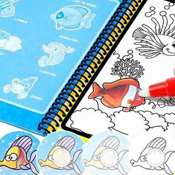 MagicWaterBook, set de 3 cărți magice pentru colorat cu pixul special cu apă, pentru creație, fără a face mizerie - Image 4