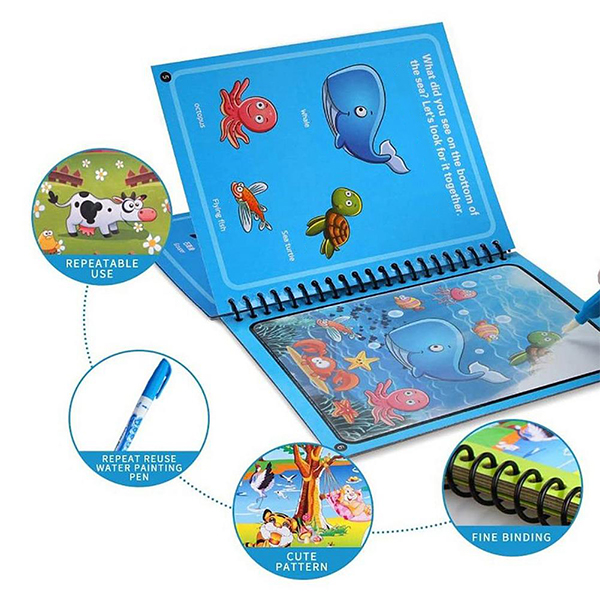 MagicWaterBook, set de 3 cărți magice pentru colorat cu pixul special cu apă, pentru creație, fără a face mizerie - Image 6