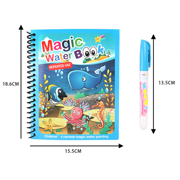 MagicWaterBook, set de 3 cărți magice pentru colorat cu pixul special cu apă, pentru creație, fără a face mizerie - Image 9
