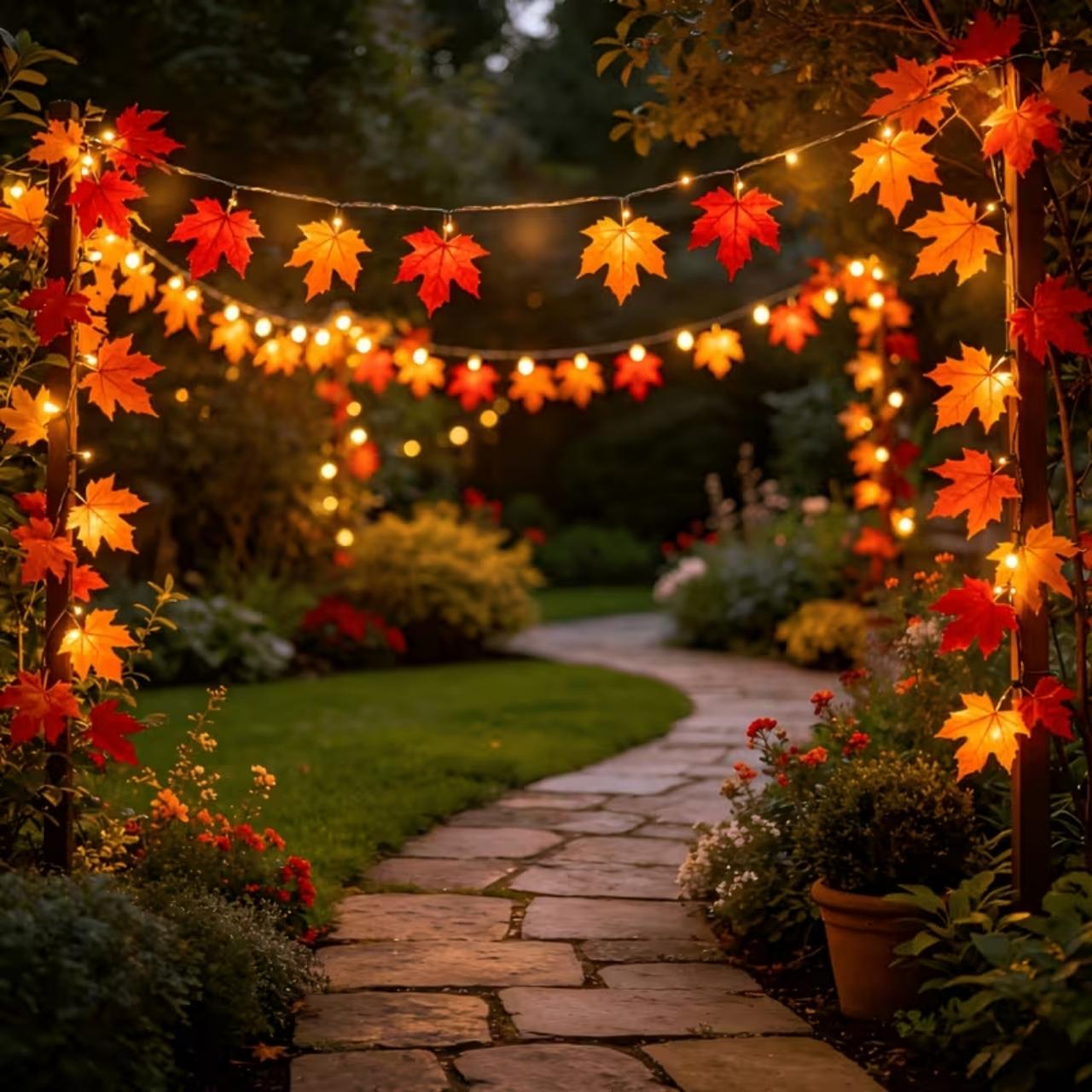 Instalație luminoasă LED solară cu frunze de toamnă, MapleLeaf - Image 3