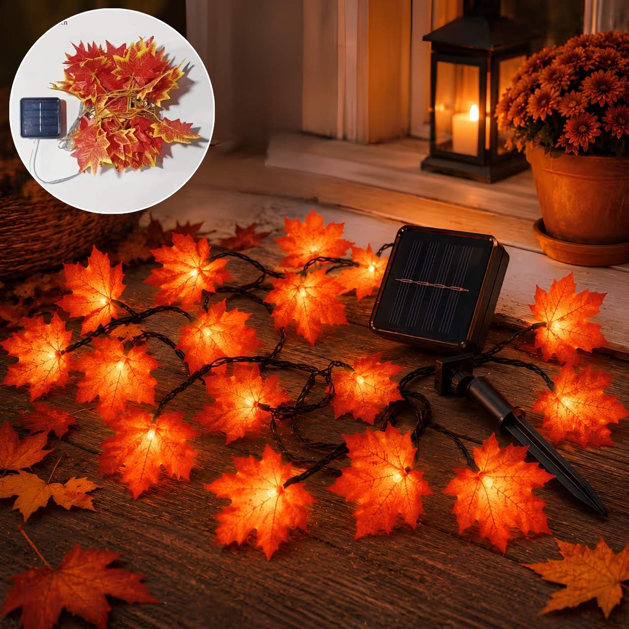 Instalație luminoasă LED solară cu frunze de toamnă, MapleLeaf - Image 5