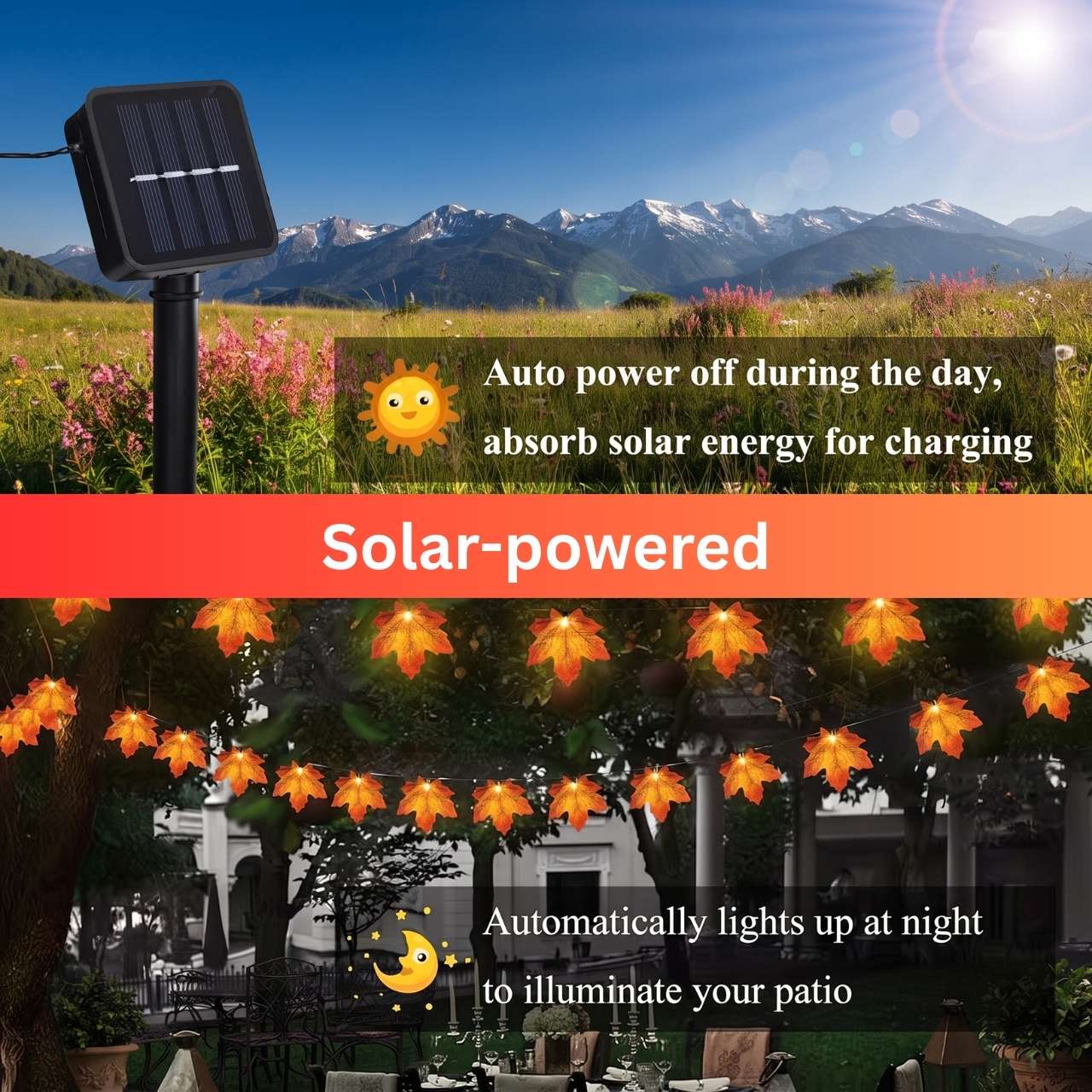 Instalație luminoasă LED solară cu frunze de toamnă, MapleLeaf - Image 9