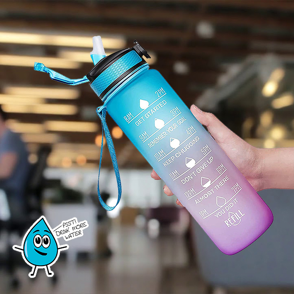 MotivationalBottle, sticlă de apă cu mesaje motivaționale și marcaje temporale (1000mL) - Image 7