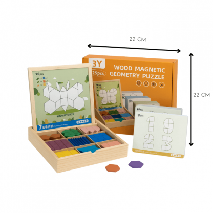 PUZZGEO, Set de puzzle din lemn magnetic (225 piese) - Image 2