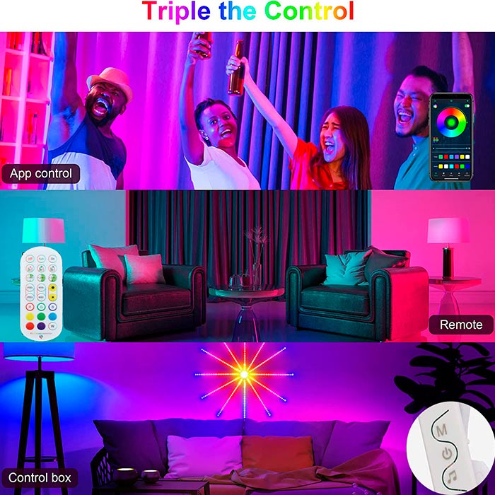 Luminile LED colorate au 100 de moduri diferite de schimbare a culorilor.
