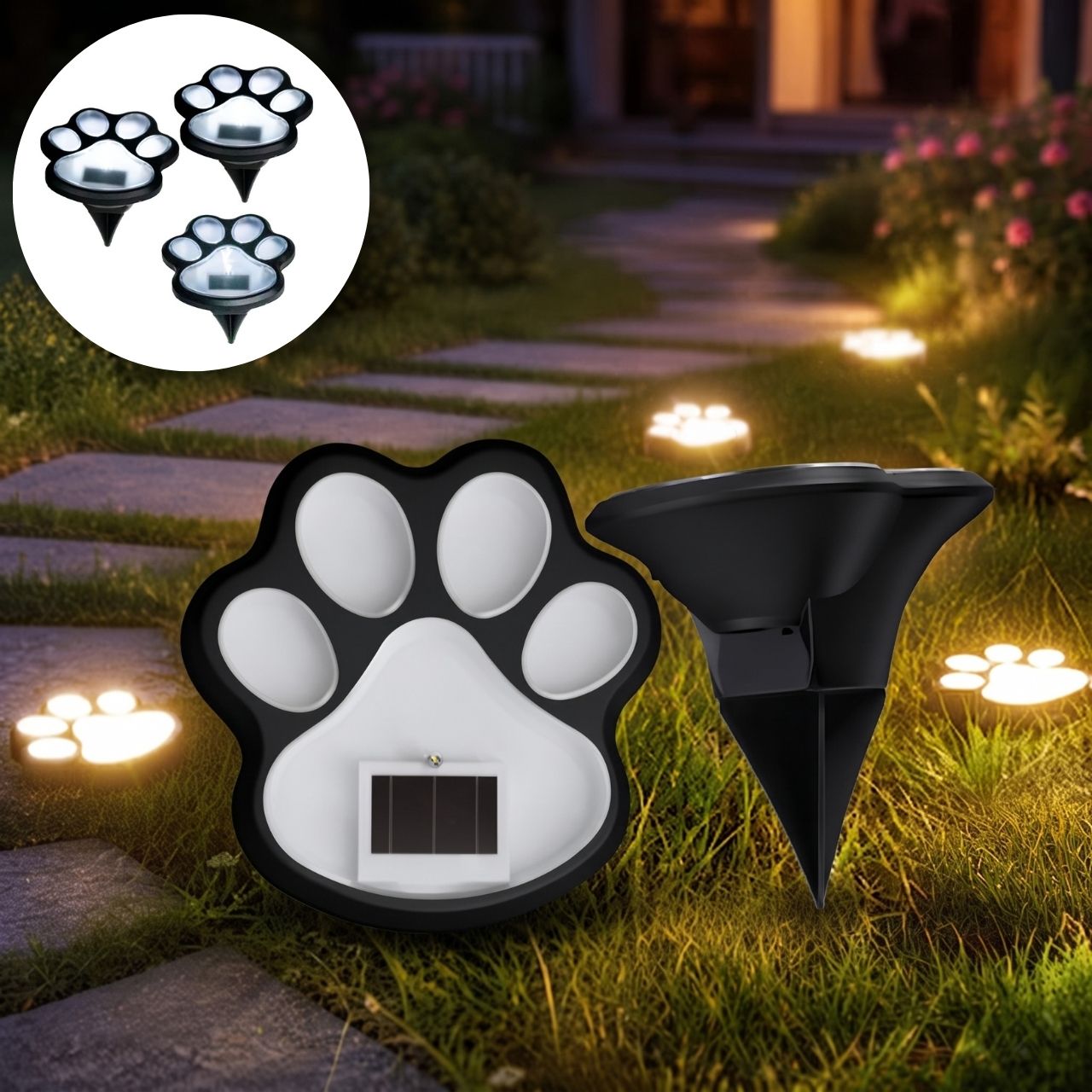 Lămpi LED solare în formă de lăbuță, Paws - Image 3