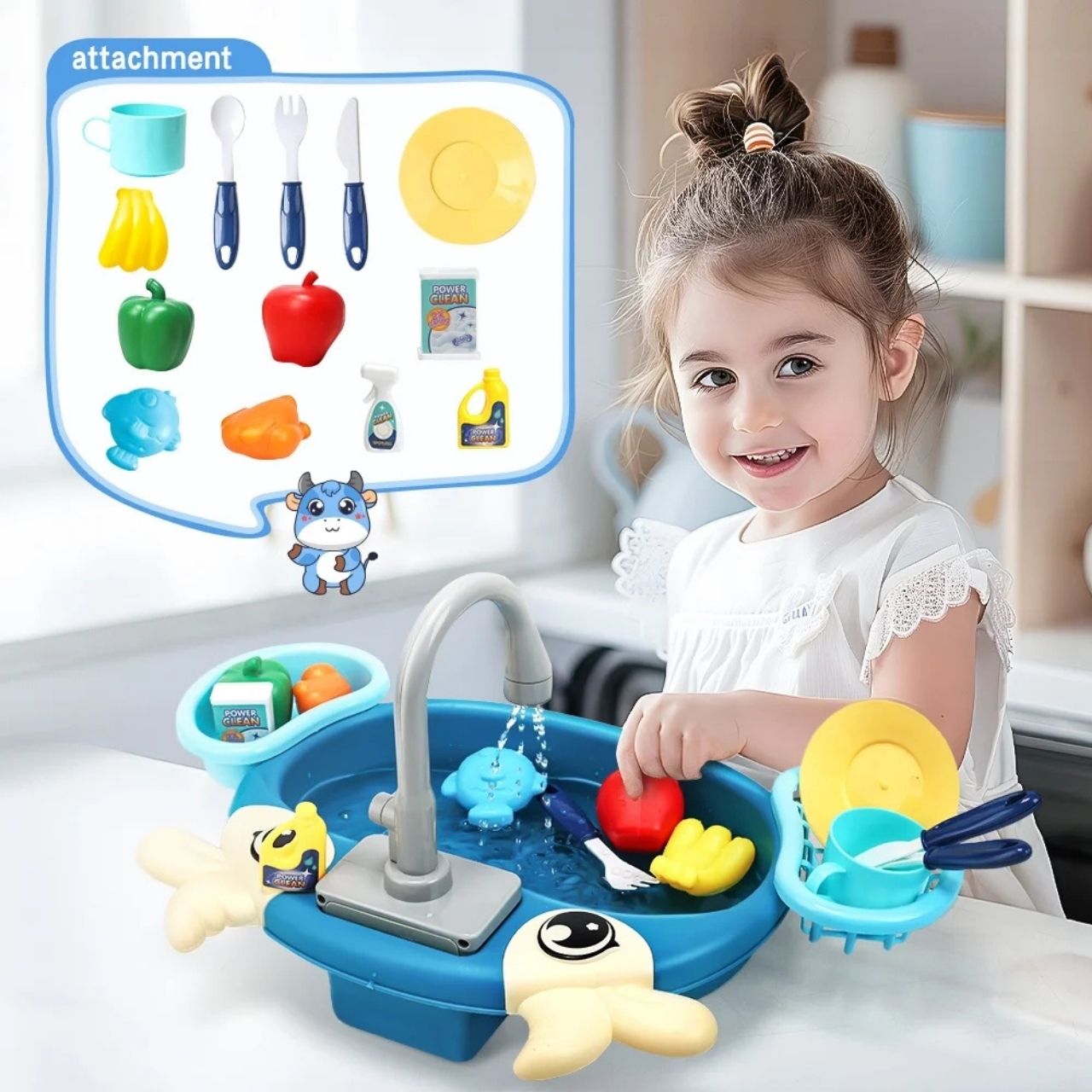 PlaySink, set de bucătărie pentru copii cu chiuvetă - Image 4