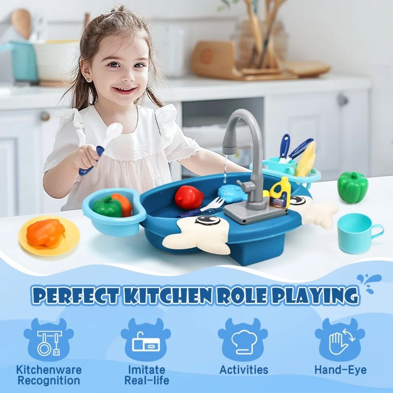 PlaySink, set de bucătărie pentru copii cu chiuvetă - Image 6