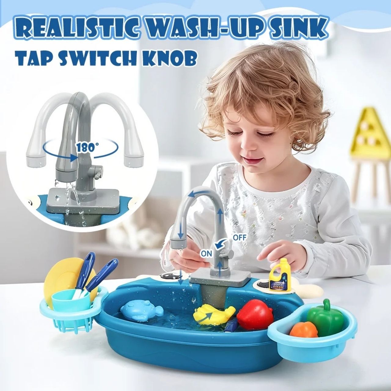 PlaySink, set de bucătărie pentru copii cu chiuvetă - Image 8