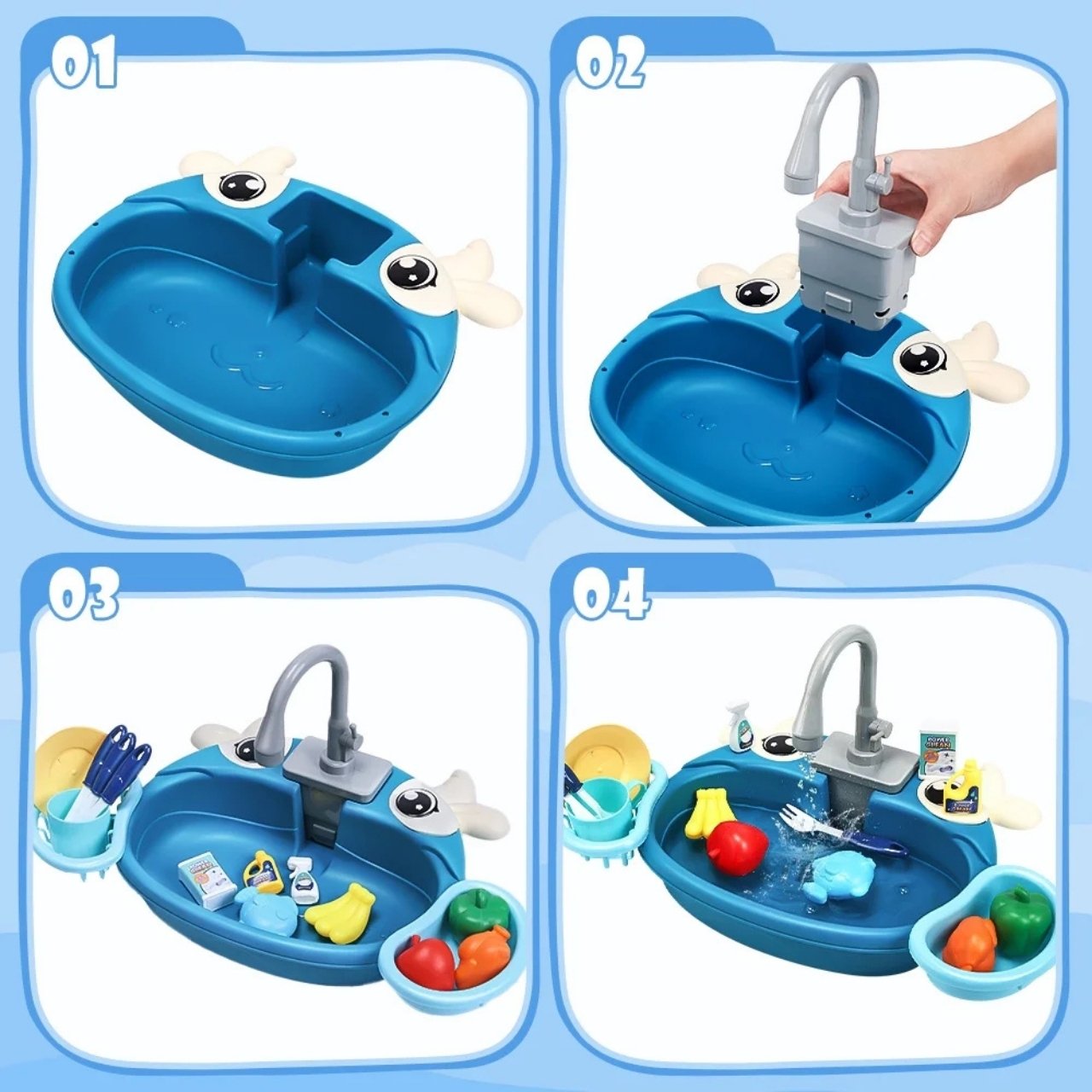 Prin joc, copiii învață sarcini zilnice, își dezvoltă dexteritatea manuală și imaginația - toate cu bucurie și fără mizerie.
