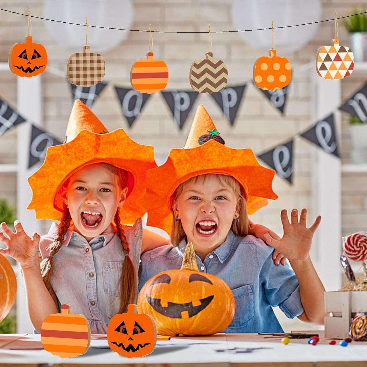 Pumpkins, plăci din lemn în formă de dovleci pentru a crea propriile tale (10 bucăți) - Image 2