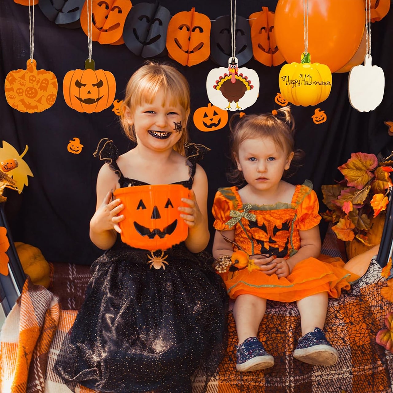 Pumpkins, plăci din lemn în formă de dovleci pentru a crea propriile tale (10 bucăți) - Image 4