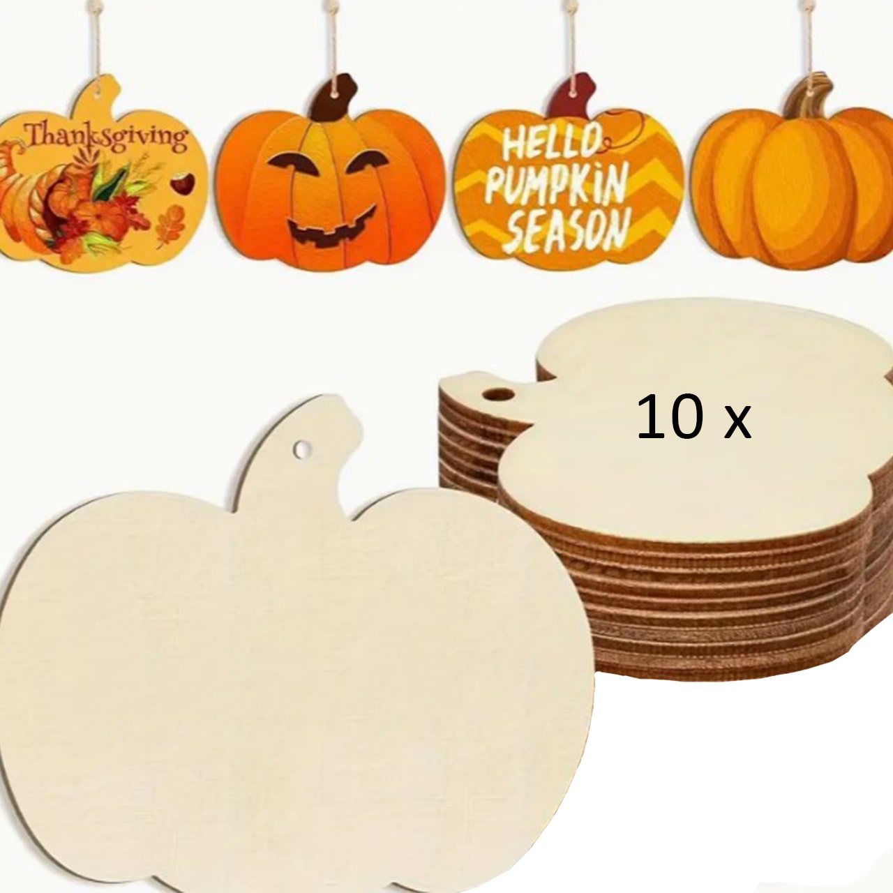 Pumpkins, plăci din lemn în formă de dovleci pentru a crea propriile tale (10 bucăți) - Image 8