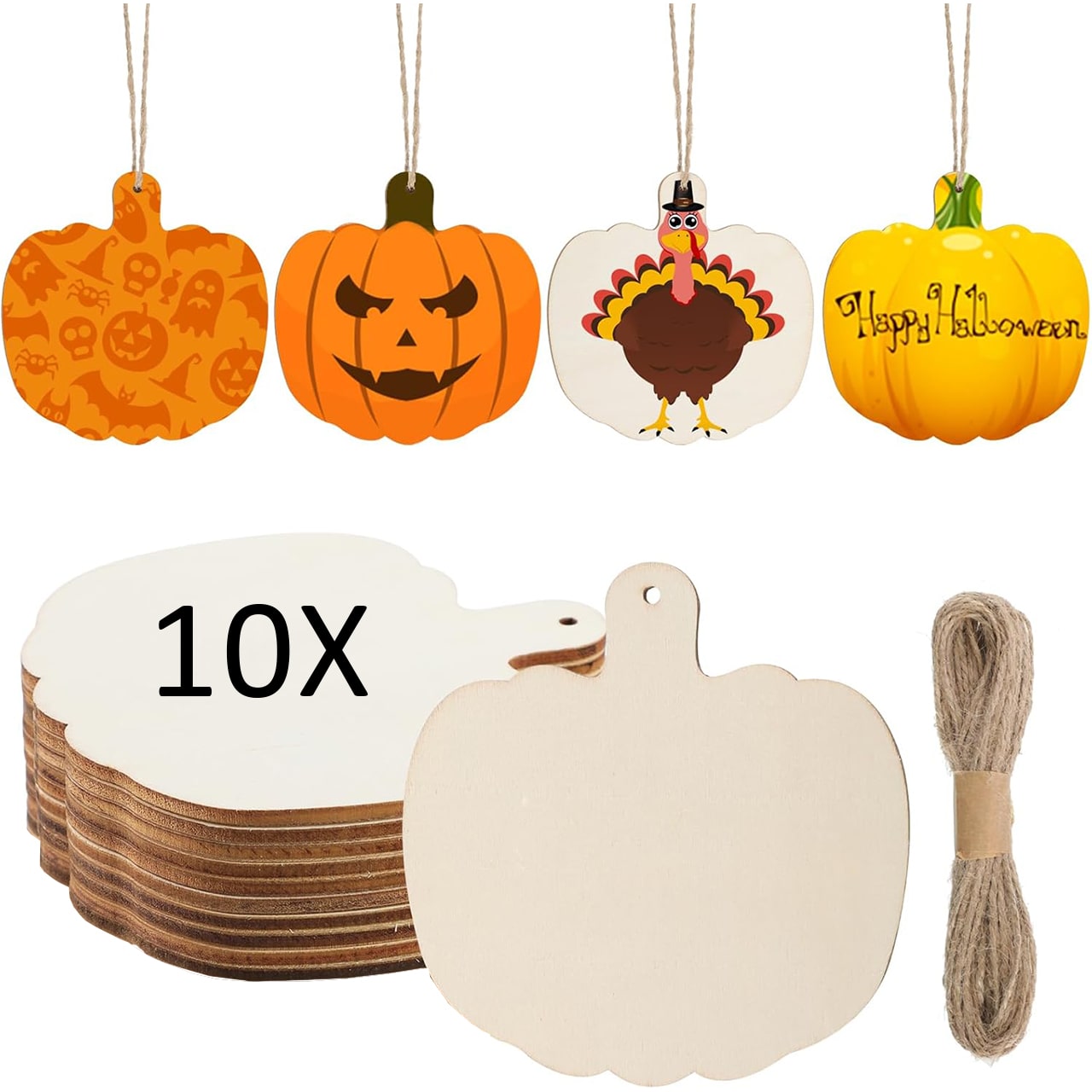 Pumpkins, plăci din lemn în formă de dovleci pentru a crea propriile tale (10 bucăți) - Image 9
