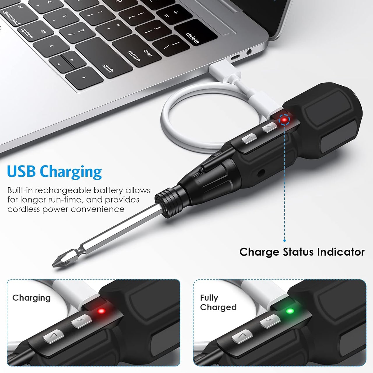 Încărcare prin cablu USB.